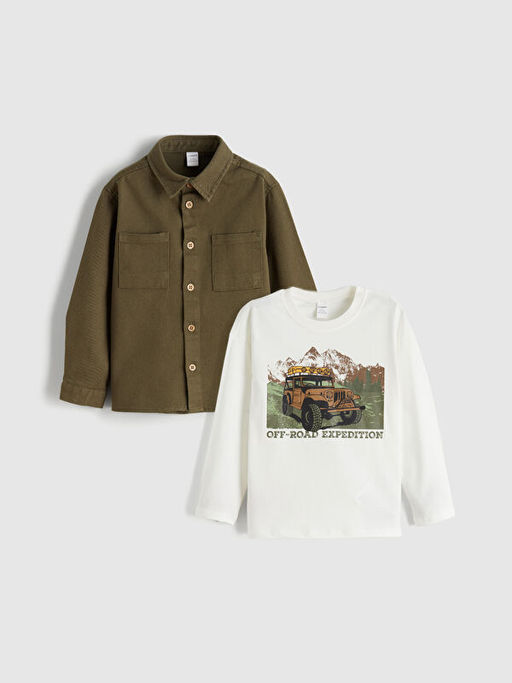 Erkek ?ocuk G?mlek ve Ti??rt Tak?m 2li