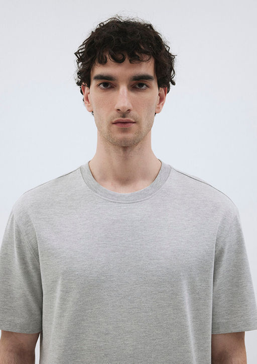 Gri Premium Basic Tisort - Mavi фото 5