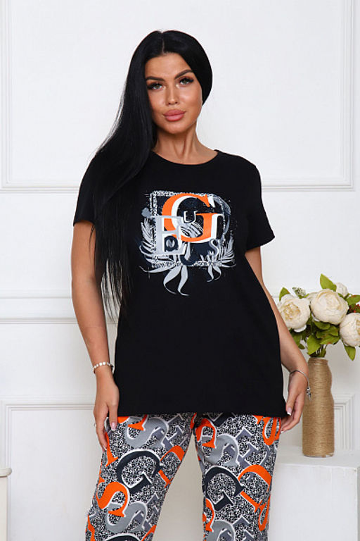 Костюм с бриджами, принт, черный (938-3) - Плиона фото 11