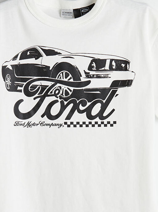 Bisiklet Yaka Ford Bask?l? Erkek ?ocuk Ti??rt
