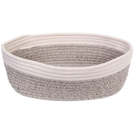 Корзинка плетёная интерьерная "ЭЛИНГАРТ", цвет бежевый/белый, 33*28*12см, (лейбл селфи)