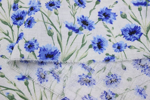 Полулен Душистые васильки, ш.1.5м, хлопок-70%, лен-30%, 140гр/м.кв - Купава фото 3