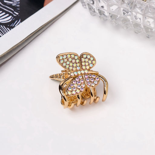 Цена за 6 шт. Крабик для волос «Одри», бабочка стиль, 2.5 см, золото