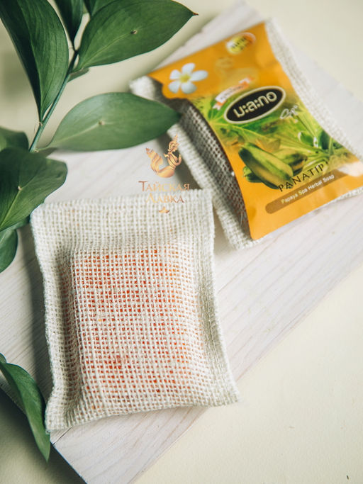 Спа-мыло в Мочалке из Люфы Папайя PANATIP 75 гр - Тайская лавка фото 2