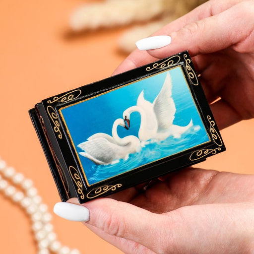 Шкатулка Два лебедя , 6х9 см , лаковая миниатюра - Simaland фото 3