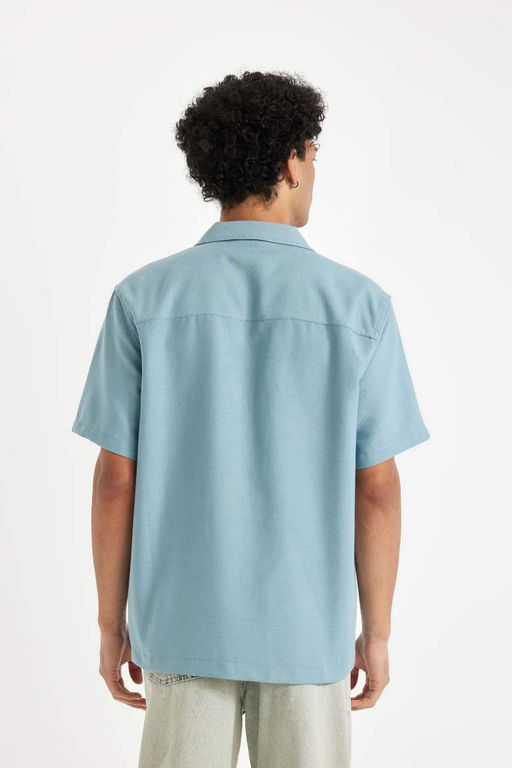 Рубашка обычного кроя с открытым воротником и короткими рукавами - Defacto фото 6