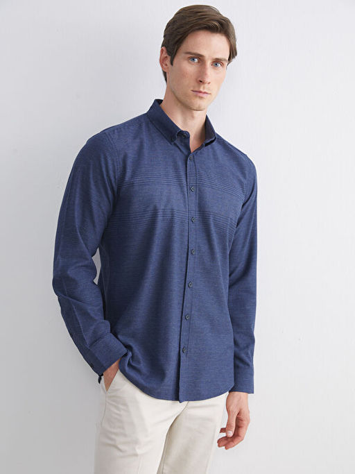 Regular Fit Uzun Kollu ?izgili Erkek G?mlek