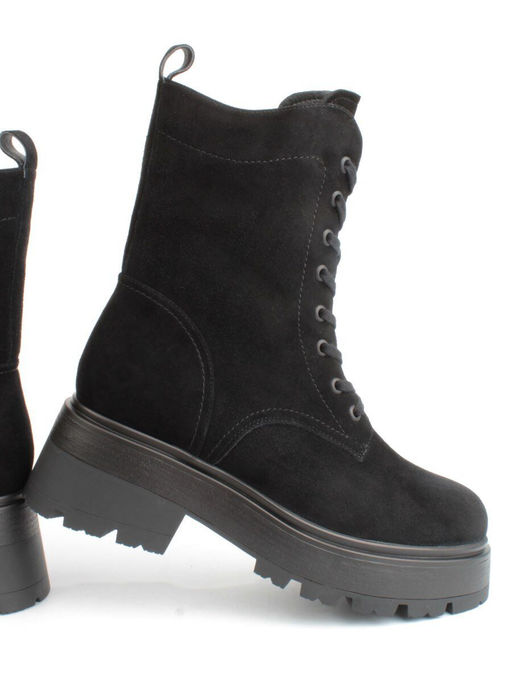 04-M3-1376 BLACK Ботинки зимние женские (натуральная замша, натуральный мех)