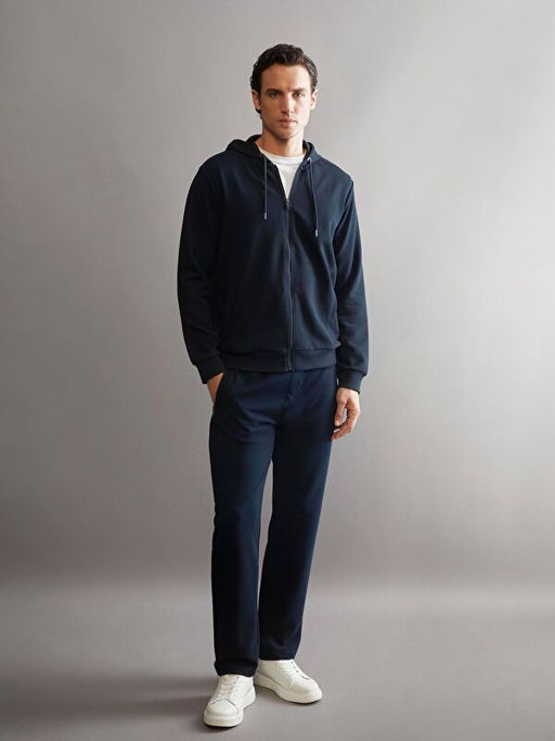 Kap??onlu Uzun Kollu Erkek Fermuarl? Sweatshirt