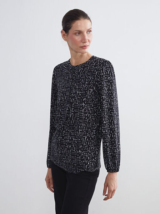 Bisiklet Yaka Desenli Bluz