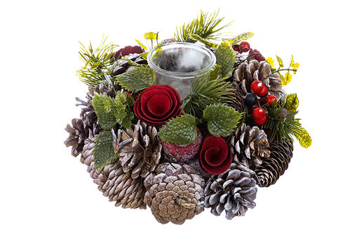 Новогоднее украшение подсвечник 22*22*11 см Снежная фантазия на 1 свечу круг - Elan gallery фото 5