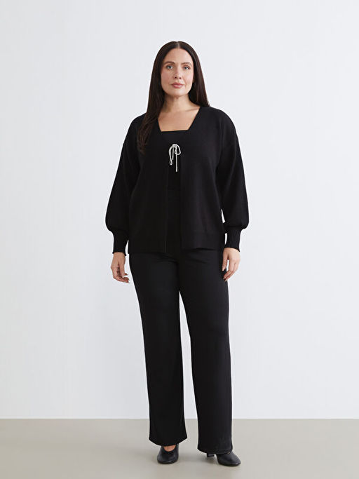 B?y?k Beden V Yaka Kad?n Triko H?rka