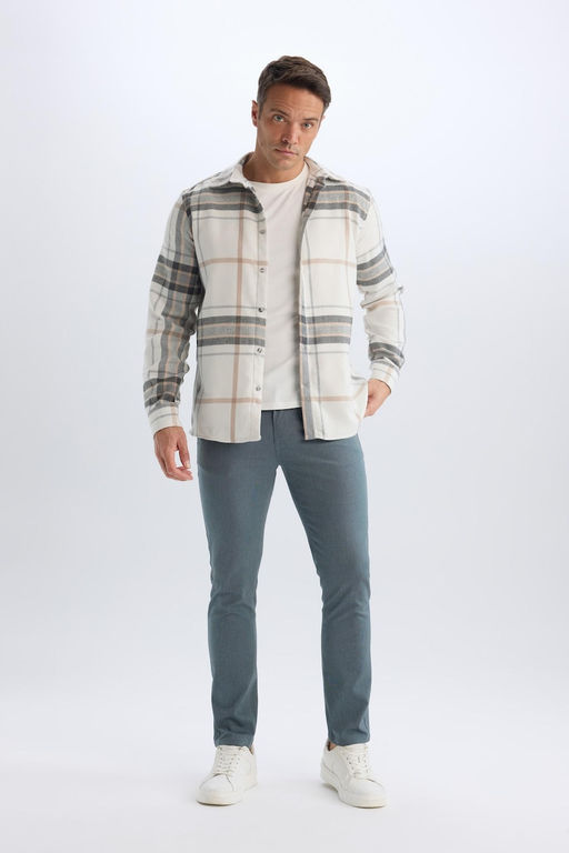 Slim Fit Yazl_k Chino Kanvas Dokulu Pantolon - Defacto фото 3