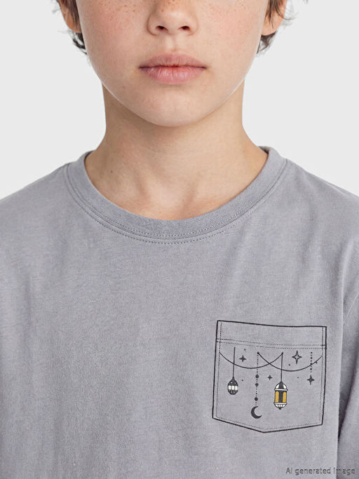 Bisiklet Yaka Bask?l? Erkek ?ocuk Pijama Tak?m