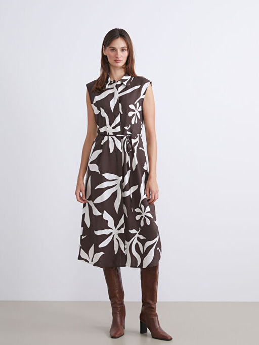 ?i?ekli Ku?akl? G?mlek Elbise