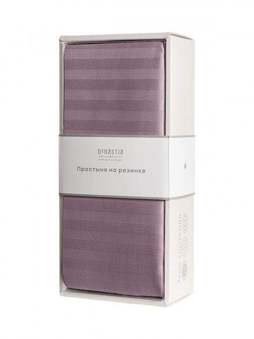 Проcтыня сатин-страйп 180х200+25 на резинке лиловый сатин