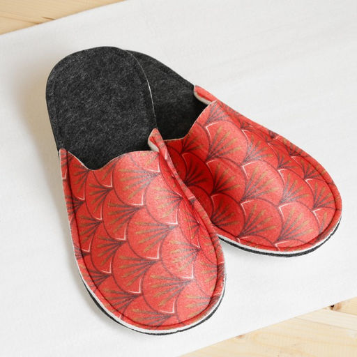 Набор для бани с принтом Огненный дракон: шапка, тапки, коврик, красный - Simaland фото 4