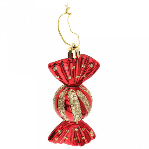 Елочная игрушка фигурка "Конфета" h11,5см, пластик, красный, набор 4шт (Россия)