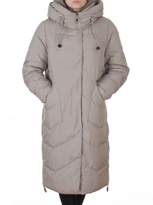 8806 GRAY/BEIGE Пальто зимнее женское (150 гр. холлофайбер)