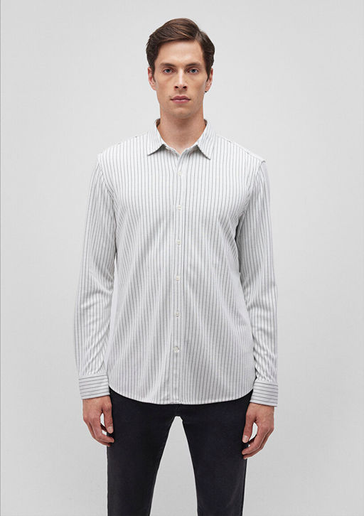 Siyah Orme Gomlek - Mavi фото 3