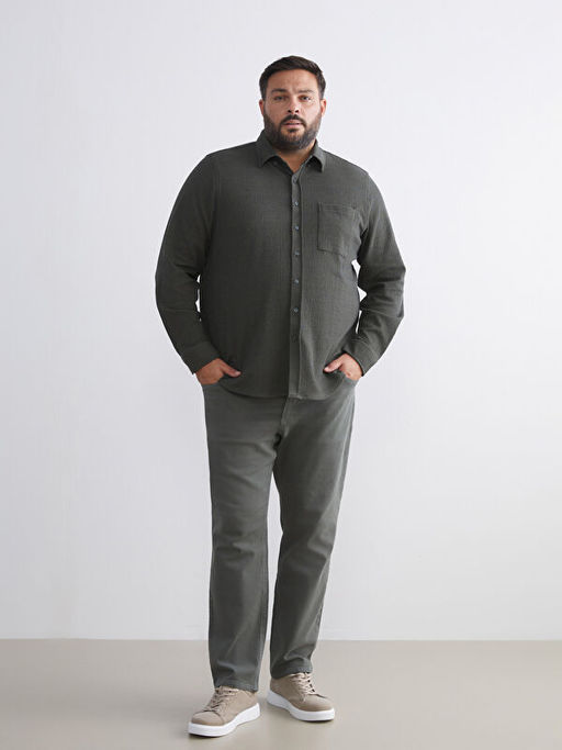 B?y?k Beden Dokulu Erkek G?mlek