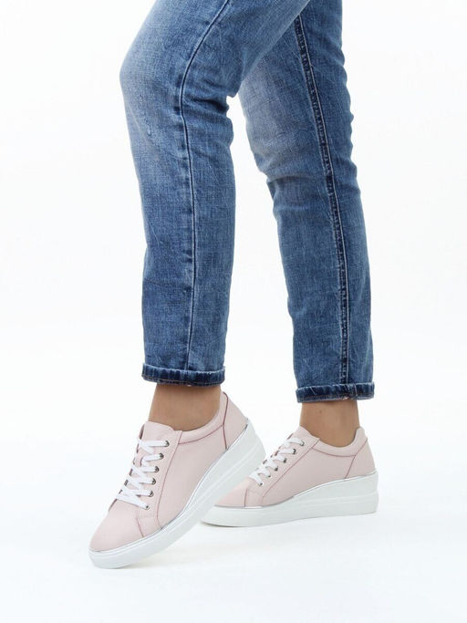 03-YD270-3 PINK Полуботинки спортивные женские (натуральная кожа)