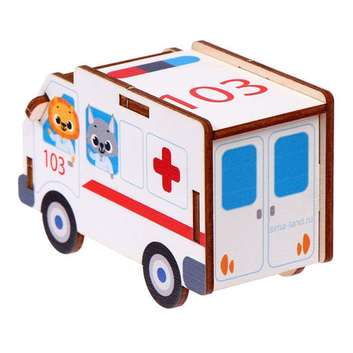 Сборная модель-автомобиль Скорая, (П1001) - Лесная мастерская фото 2