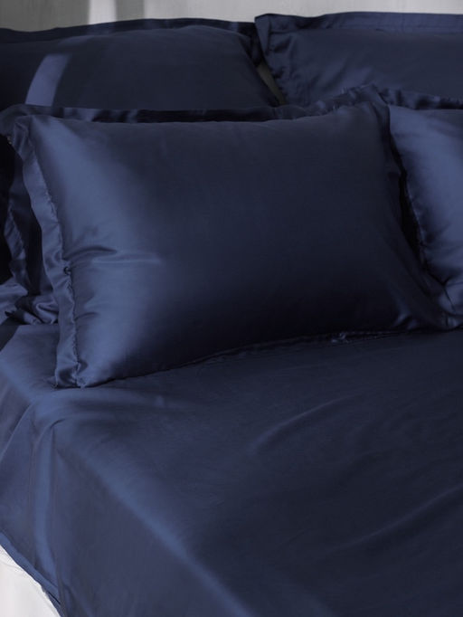 Простыня на резинке 2-спальная SL Home Tencel, 160×200+30 см, синяя, тенсель