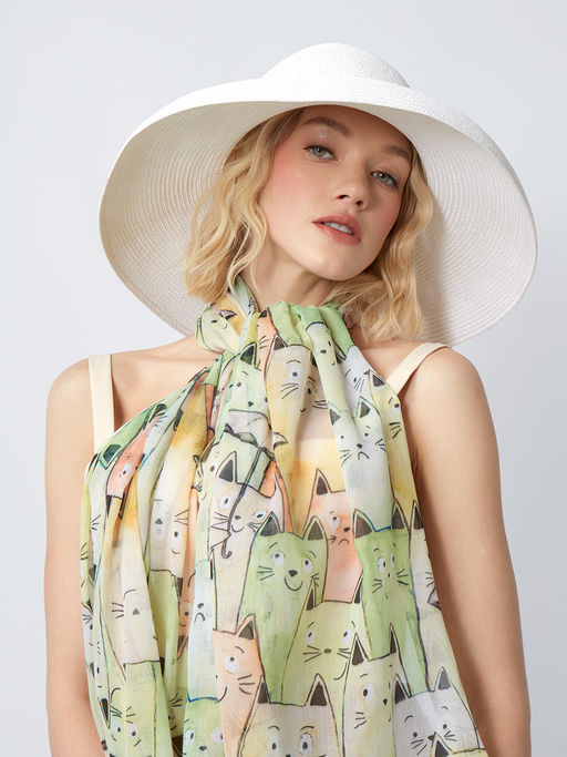 с котиками! Большой, мягкий, тонкий и очень нежный двусторонний палантин с рисунком