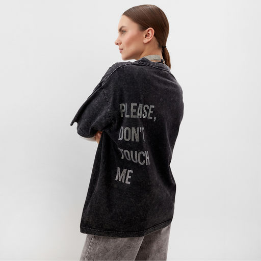 Футболка из вареного хлопка женская Mist Don't touch me, размер L, чёрная
