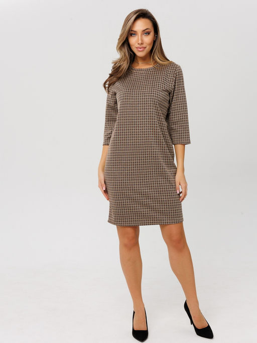 Платье женское П-176 (жаккард принт) Тёмно-серая ёлочка