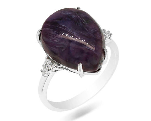 Кольцо из серебра чароит, МЦВ077