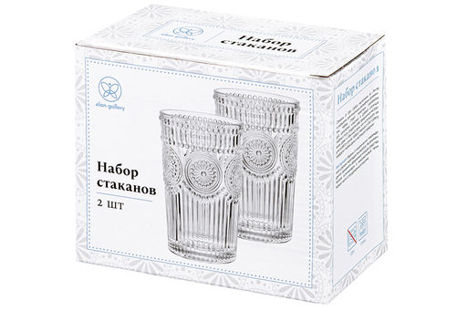 Набор 2 стаканов 360 мл 8*8*12,5 см с орнаметном