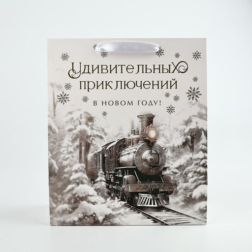 Пакет подарочный новогодний ламинированный «Приключений в новом году», тиснение, ML 23×27×11.5 см
