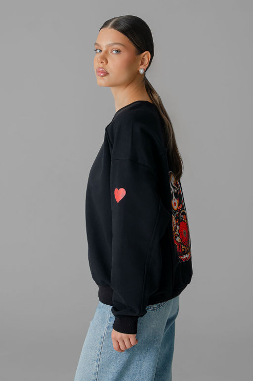 Арт. 15125 Свитшот женский Матрешка оверсайз 44-50 (4 шт) Цвет:черный - Калинка фото 27