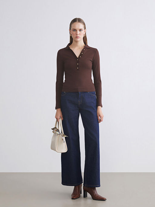 Polo Yaka Modal Kar???ml? Kad?n Ti??rt