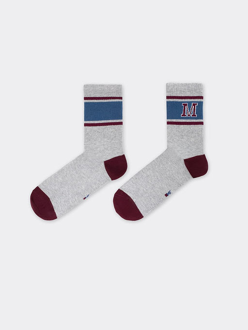 Цена за 5 пар! Носки мужские серые с рисунком в виде буквы М - Mark formelle фото 3