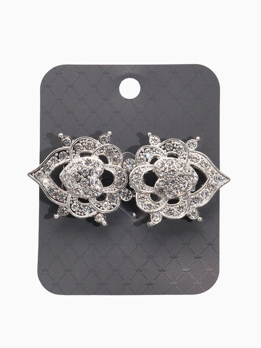 Зажим для кардигана «Ажур. Кокошник», белый в серебре