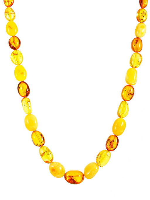 Бусы из натурального янтаря Оливка разноцветная