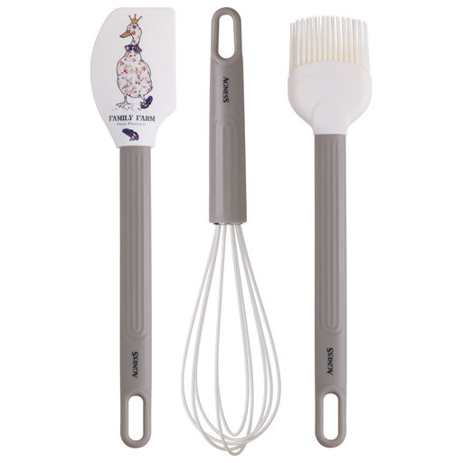 НАБОР: ВЕНЧИК, ЛОПАТКА, КИСТОЧКА AGNESS, 3 ПРЕДМЕТА, СЕРИЯ FAMILY FARM