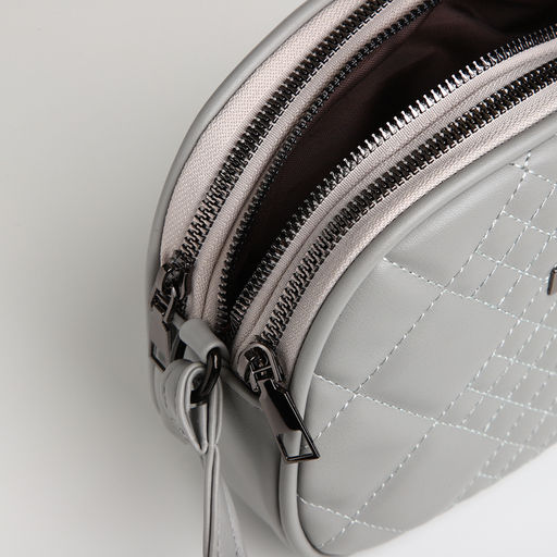 Сумка женская кросс-боди на молнии, 19×7×15 см, в клетку, серая