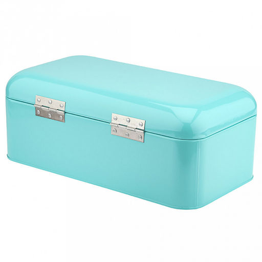 Хлебница сталь, глянцевая эмаль 42х22,5см h16см, s0,4мм, откидная крышка, цвет - бирюзовый, в индивидуальной коробке (Китай) - Домашняя мода фото 4