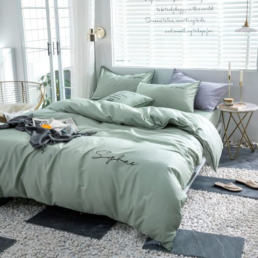 КПБ Mency однотонный с вышивкой MENO005 1.5 спальный