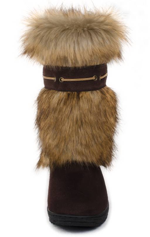 Унты женские на литой подошве, т.коричневые, замша,лиса - Roshva фото 5