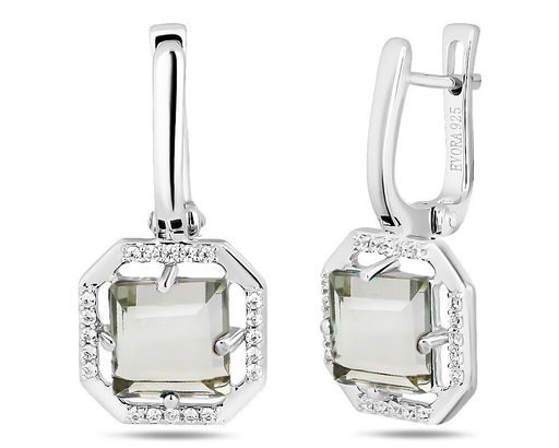 Серьги, зеленый аметист, Розали