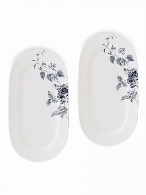 Набор тарелок сервировочных 2 шт, 25,2x13,5x2,1 белый фарфор