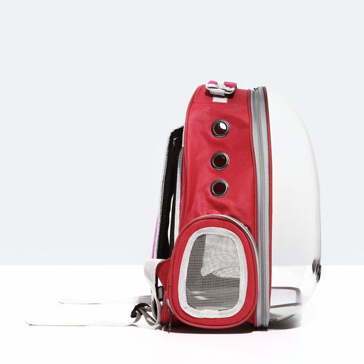Рюкзак для переноски животных прозрачный, 31 х 28 х 42 см, красный - Пижон фото 2