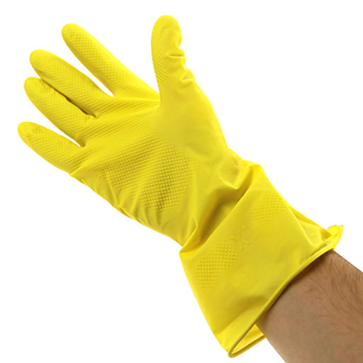 Перчатки хозяйственные, латексные, размер XL "Хозяюшка" 40гр, цвет желтый, в пакете (Китай)