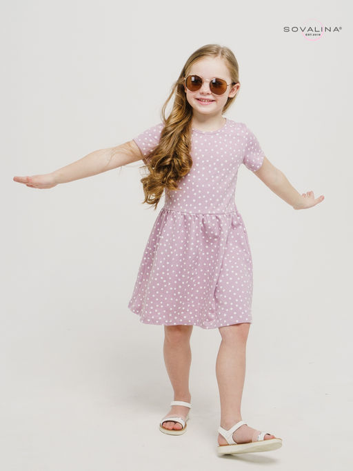 Платье Лето горох розовый - Sovalina фото 7