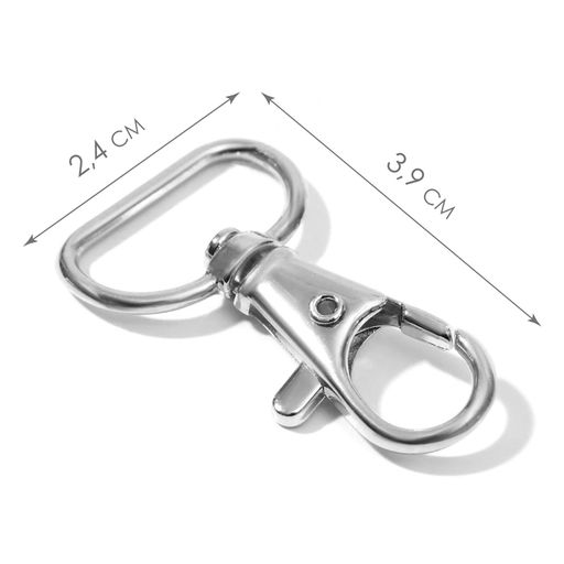 Цена за 2 шт. Карабин металлический, 39×24 мм / 20×2 мм, 6 шт., цвет серебряный